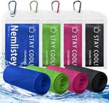 Nemlistey 4 Pack Cooling Towels, Soft Breathable Cooling Towels for Neck and Face, Microfiber Gym Towels for Men and Women with Waterproof Bag & Carabiner, Sweat Towel for Yoga, Golf, Hiking, Running