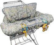 Shopping Cart Cover for Baby boy Girl, Multi-in-1 Cart Covers for Babies, Soft Padded Infant High Chair Cover, Machine Washable, Grocery cart seat Cushion Cover Grey Leaves