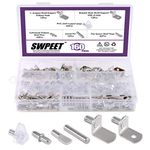 Swpeet 160Pcs 6 Styles Shelf Pins Assortment Kit, Top Quality Nickel Plated Shelf Bracket Pegs Cabinet Furniture Shelf Pins Support for Shelf Holes on Cabinets, Entertainment Centers