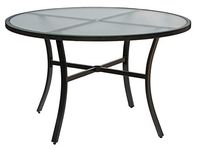 Garden Elements Bellevue Outdoor Patio Dining Table, Round Aluminum Base and Rim with Tempered Glass Top, Dark Taupe 40"