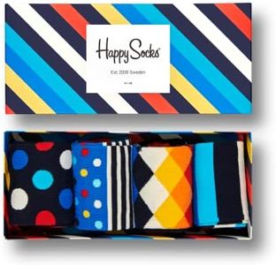 Happy Socks Unisex 4-Pack Stripe Gift Box Socks, L (4er Pack)