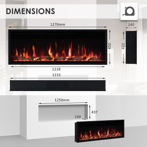 FlameKo 50-Inch Electric Fireplace – Wall Mounted LED Heater