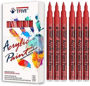 Red Marker Paint Pens - 6 Pack Acrylic Red Permanent Marker, 0.7mm Extra Fine Tip Paint Pen for Art projects, Drawing, Rock Painting, Stone, Ceramic, Glass, Wood, Plastic, Metal, Canvas DIY Crafts