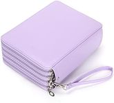 Colored Pencil Case - 184 Slots Pencil Holder with Zipper Closure Deluxe PU Leather Large Capacity Pencil Case for Watercolor Pens or Markers, Pencil Case Organizer for Artist (Purple)