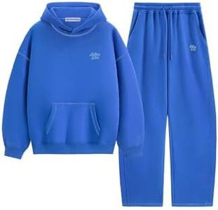 Aelfric Eden Sweatsuits Women 2 Piece Outfit Fall Fleece Tracksuit Matching Oversized Hoodies Baggy Sweatpants Set Blue X-Small