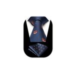 HISDERN Navy Blue Ties For Men Fox Pattern Tie For Wedding Party Woven Silk Tie With Handkerchief Wedding Business Fashion Novelty Necktie & Pocket Square Set