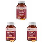 Carbamide Forte Antarctic Krill Oil 1000mg with Marine Phospholipids & 2% Astaxanthin | 100% Pure Krill Oil Omega 3 300mg Capsules for Heart, Brain, Joint, Eye & Skin Health - 30 Softgels (Pack of 3)