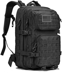 REEBOW GEAR Military Tactical Backpack Large Army 3 Day Assault Pack Molle Bag Backpacks, Black, Large-40L, Military Tactical