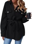 ZESICA Women's Casual Trench Coat Long Sleeve Lapel Button Down Belted Jacket Outerwear Peacoat with Pockets,Charcoal,Medium