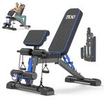 TXMO Adjustable Weight Bench – Foldable 800lbs Workout Bench for Full Body Strength Training, Incline/Decline/Flat Bench Press, Sit-Up Bench with Preacher Curl & Leg Extension for Home Gym (NEW Blue)