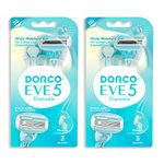 Dorco EVE 5 Disposable Razors for Women for Extra Smooth Shaving (6 Pcs), 5 Curved Blades with Flexible Moisture Bar, Womens Razors for Shaving with Aloe Vera Moisture Bar, Travel Essentials for Women, Portable Razors for Sensitive Skin