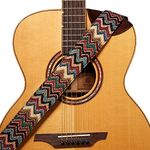 Amumu Chevron Woven Guitar Strap Multi-Color for Acoustic Guitar Electric Guitar and Bass Guitar include Strap Blocks & Headstock Tie