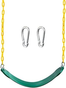 Heavy Duty Swing Seat Green Color with 66” Chain, Swing Set Accessories Replacement with Snap Hooks for Kids Outdoor Play Playground, Trees, Swing Set, Playground