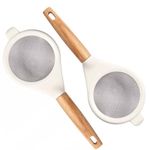 P-Plus International Fine Mesh Sieve Strainer 304 Stainless Steel Cocktail Strainer Food Strainers Tea Strainer Coffee Strainer with Long Handle for Double Straining Utensil (Set of 2)