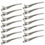 24 Packs Duck Bill Clips Bantoye 3.5 Inches Rustproof Metal Alligator Curl Clips with Holes for Hair Styling Hair Coloring Silver