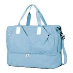 NIKMAY CREATION Aspire Unisex Expandable Waterproof Travel Duffle Weekender/Overnight Bag with Dry and Wet Separate Compartments Sports-Gym-Tote-Shoulder Bag (Sky Blue-V)