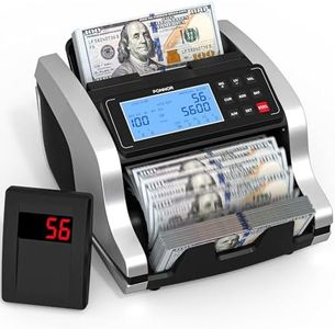 PONNOR Money Counter Machine with Value Count, UV/MG/IR/MT/DD Counterfeit Bill Detection, Dollar Euro Cash Counter with Count/Add/Batch/Auto Modes, External LCD Display