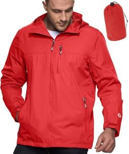 Outdoor Ventures Men's Packable Rain Jacket Waterproof Lightweight Raincoat with Hood Windproof Cycling Jackets