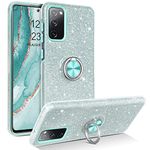 DOMAVER for Samsung Galaxy S20 FE Case 5G- Glitter Bling Sparkly Luxury Case for Women Girls Cover with 360 Rotating Magnetic Ring Kickstand Protective Case, Silver Green