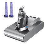 6000mAh V6 Replacement Battery for Dyson V6 DC58 DC59 DC62 DC61 DC72 DC74 V6 Animal Absolute Motorhead SV03 SV04 SV05 SV06 SV07 SV09 Vacuum Cleaner + 2PCS Filters