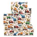 Birthday Boy Wrapping Paper - Construction - Building Site - (6x) Gift Wrap Sheets - Kids Wrapping Paper - Comes With Stickers - Recyclable Wrapping Paper for Son, Grandson, Nephew - Central 23