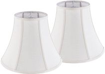 Creme White Bell Lamp Shades Set of 2 Medium Lamp Shade 6.7``Top x 13``Bottom x 10``High(Spider) Traditional Lampshade for Table Lamp & Bedside Lamp - Side Ribbing By JERHOUS