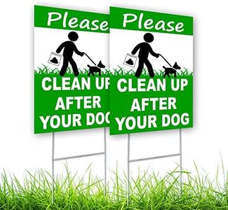 2 pcs Clean Up After Your Dog Signs - DOUBLE SIDED 8" x 12" No Dog Poop Signs for Yard Plastic - Curb Your Dog Sign - Pick Up After Your Dog Sign - No Dog Poop Signs for Yard - Dog Signs No Pooping