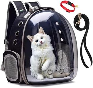 Buraq Astronaut Transparent Pet Carrier Backpack with Leash - for Travel | Hiking | Designed with Breathable Space | Ventilated | Airline-Approved | Sturdy Pad | for Puppies & Cats (Black)