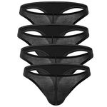 CSMARTE Mens Underwear Soft Modal Thong T-Back Brief (4 Pack Black, M)