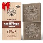 Viking Revolution - Mens Soap - 2 x 140 g - Sandalwood Soap - Mens Soap Bar with Essential Oils Cold Pressed - Coconut Oil, Shea Oil, Almond Oil