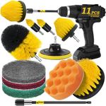 Holikme 11 Piece Drill Brush Attachment Set Scouring Pads Power Scrubber Brush Scrub Pads Cleaning Kit-All Purpose Cleaner for Bathroom Surfaces, Floor, Tub, Shower, Grout, Tile, Corners