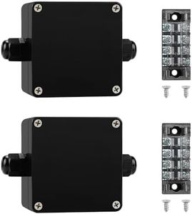 ABS IP67 Waterproof Dustproof Electrical Junction Box, with 15A 600V Barrier Terminal Cable Connector, 1IN/1Out Power Junction Box（2.48 * 2.28 * 1.37in）