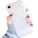 LLZ.COQUE For iPhone 6 iPhone 6S Case, Seashell Marble Pattern Design Shockproof Case Luxury Soft Silicone TPU Gel Skin Bumper Cover Ultra Thin Slim Fit Anti-Scratch Girly Back Case Cover - White