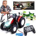 Top Race Multi-Color Remote Control Tractor Toys - 2.4GHz Easy-to-Use RC Tractor Toy for Kids - Quality Plastic - Operated by Multiple Players - Great Gift for Farm Lovers, Kids Tractor