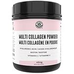 Collagen with Biotin, Hyaluronic Acid, Vitamin C, 1 lb Powder. Hydrolyzed Multi Collagen Peptide Protein. Types I, II, III, V, X, Collagen for Hair, Skin, Nails*. Collagen Supplement for Women, Men