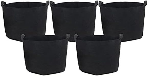 Sunnydaze 5-Pack of 7-Gallon Garden Grow Bags for Vegetables - Black 300 GSM Non-Woven Polypropylene Felt Fabric Flower Pots and Planters with Handles - Gardening Containers