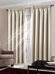 Textile Home Thermal Blackout Curtain Pair Heavy Insulated Pencil Pleat Tape Top Curtain Pair Room Darkening Curtain Panels (Cream, 90x90)