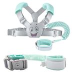 SMBOX Baby Reins Walking Harness for Toddlers, Kids, Children, 3-in-1, Anti Lost Safety Wrist Cuff with Lock + Backpack + 1.5m Bungee Straps Link