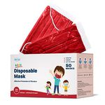 WeCare Disposable Face Masks For Kids, 50 Red Face Masks, Individually Wrapped