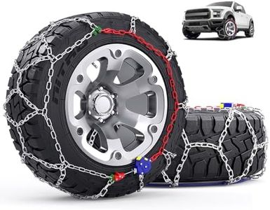 Snow-Chains Auto Fixing 1 Min Quick Installation Tire-Chains, Heavy-Duty Emergency Tire Traction Chain for Pickup Trucks and Off-road SUV Car Tires 255 265 275 285 - Set of 2