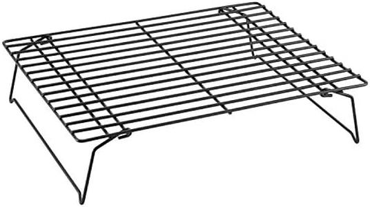 CHEFMADE Baking and Cooling Rack Set, 13.5-Inch Non-Stick Stackable Collapsible Rectangle Wire Rack for Oven Baking (Black)