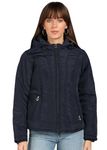 ELLIPSE Nylon Full Sleeves Regular Fit Fashionable & Stylish Winter Waterproof Jakcet With Hoodie For Women's (Size - XL, Navy Blue)