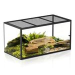 BORISI 4x2x2ft Reptile Vivarium 120x62x62cm, Large Bearded Dragon Vivarium with Sliding Clear Doors & Mesh Top, Escape-Proof Snake Tank Gecko Enclosure Lizard Habitat – 120 Gallon Black