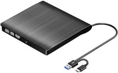 N&M Store High Speed USB and Type C 3.0 Slim Portable External CD/DVD-RW Drive/Writer/Burner/Rewriter/Player for Laptop,PC,MacBook Pro (Black)