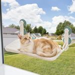 Mewoo Cat Window Hammock Cat Window Perch for Cats Reversible Mat Use Year-Around Foldable Cat Bed Providing Sunbath Saving Space Holds Washable Up to 40 lbs (Beige, Small)