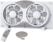 shinic Window Fan with Reversible Airflow Quiet, Twin 9" Blades, Full Remote Control, 3 Functions-3 Speeds, Bathroom Kitchen Window Exhaust Fan, Width Adjustable (From 23.5" to 37") ETL Certified