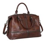 HEHSE Leather Shoulder Bag Women’s Purses and Handbags Tote Bags Designer Vintage Satchel Purse Top Handle Bag for Travel, Coffee-new, (L)13.06in * (H)10.14in * (W) 5.65in