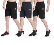 FORT WORTH Mens Cotton Outdoor Relaxed Quick Dry Lightweight Sport Shorts, Pack of 3 (Black, Darkblue, Black, Size : 38 to 42 Inches Waistline)