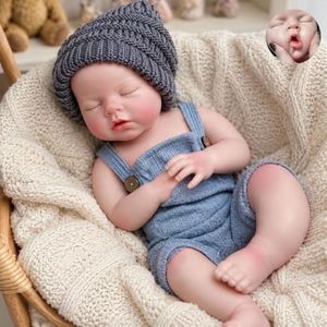 Gileutay 20 inch Full Solid Silicone Reborn Doll Boy Lifelike Reborn Sleeping Newborn Babies Doll that Can Open Mouth