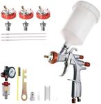 AUTOCOAT YT-160 LVLP Air Spray Gun with 1.3/1.5/1.7/2.0mm Nozzles and Air Regulator & Oil Water Separator, R500 Paint Guns Automotive, Paint Gun for House Painting, Car, Furniture